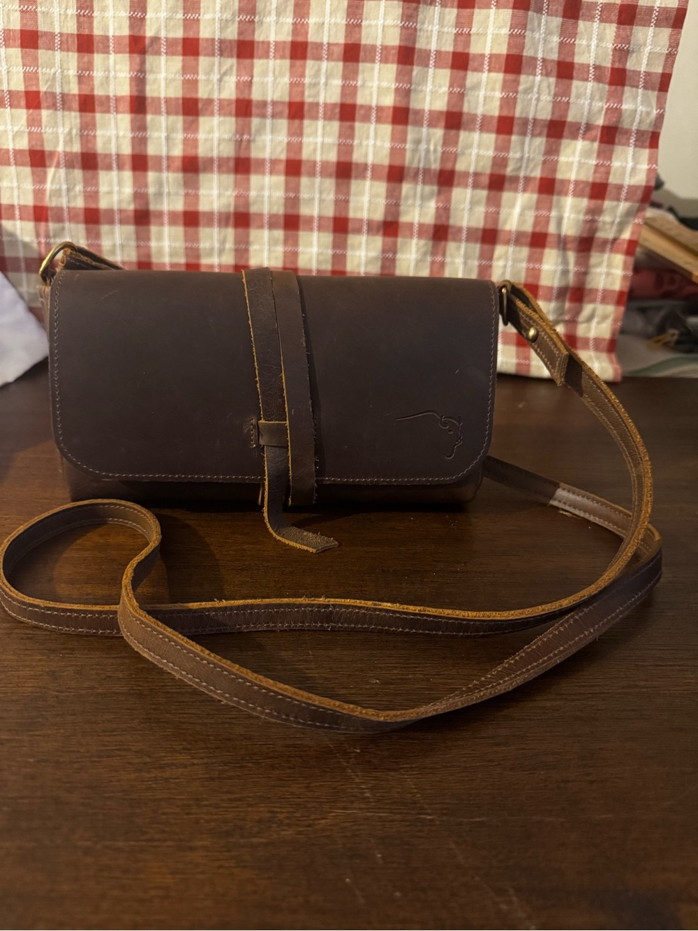 Buffalo Trace Women's Dark Brown Leather Crossbody Bag with Strap